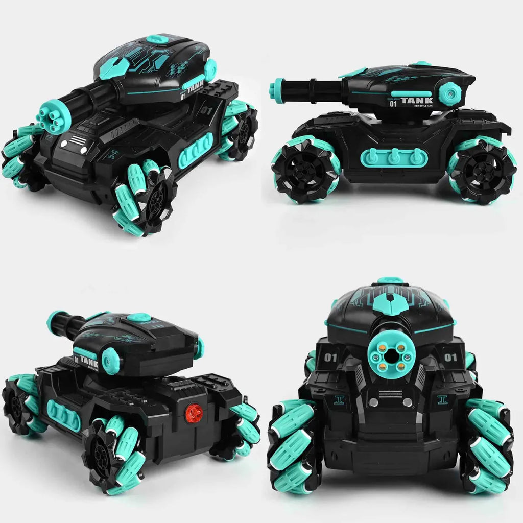 Tanque RC Disparador de Bolas de Gel con 6 Ruedas + Doble Control