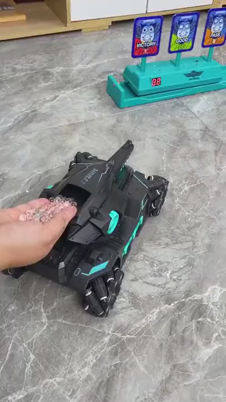 Tanque RC Disparador de Bolas de Gel con 6 Ruedas + Doble Control